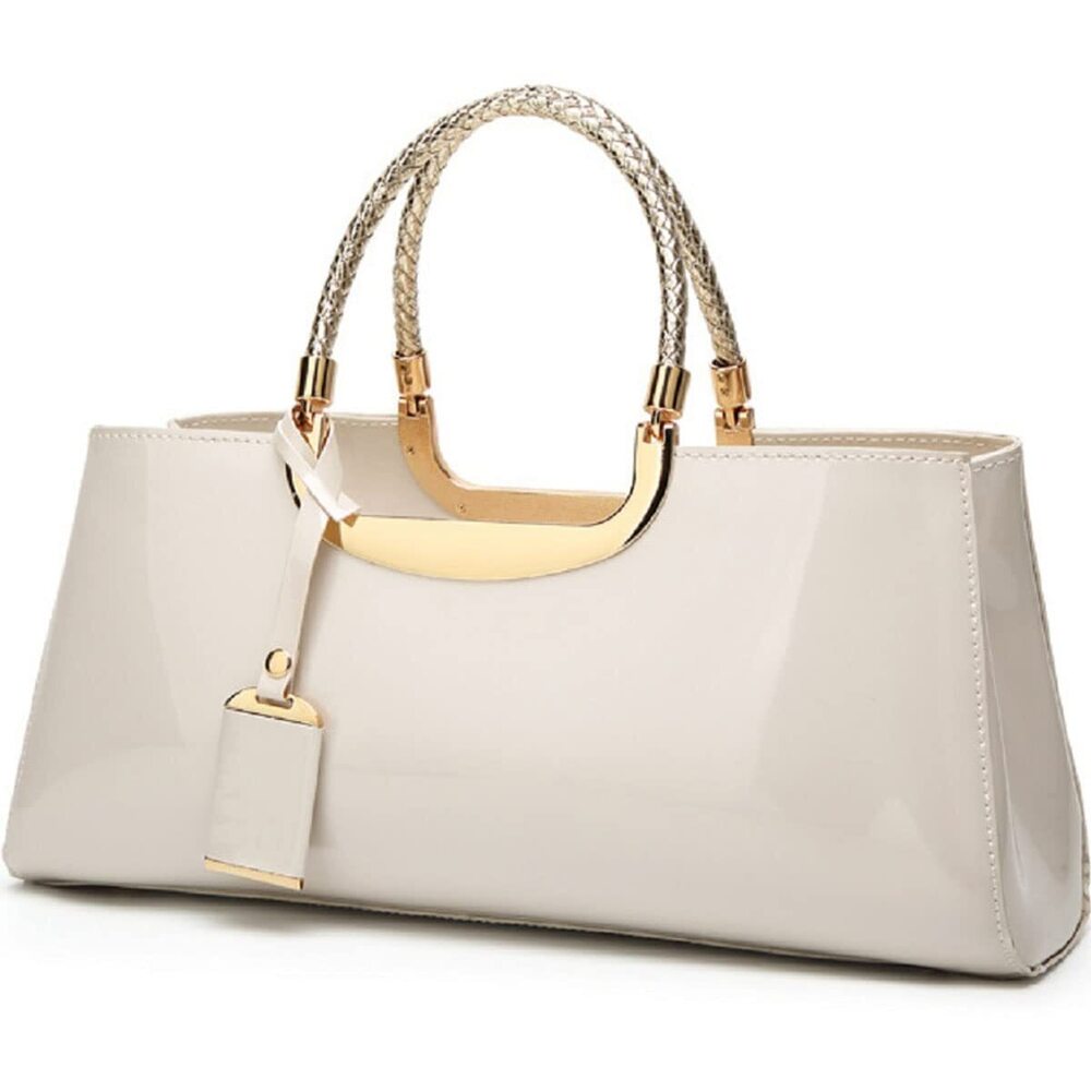 6214 Top-handle Handbags Purse Tote Patent PU Satchel Gloss Wedding
